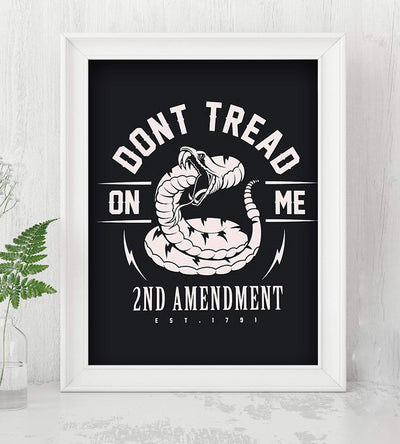 Don't Tread On Me-2nd Amendment est. 1791-8 x 10" Patriotic Wall Decor-Ready To Frame. Pro-Constitutional Poster Print. Modern Typographic Decor for Home-Office-Garage-Military-Gun Shop. Great Gift!