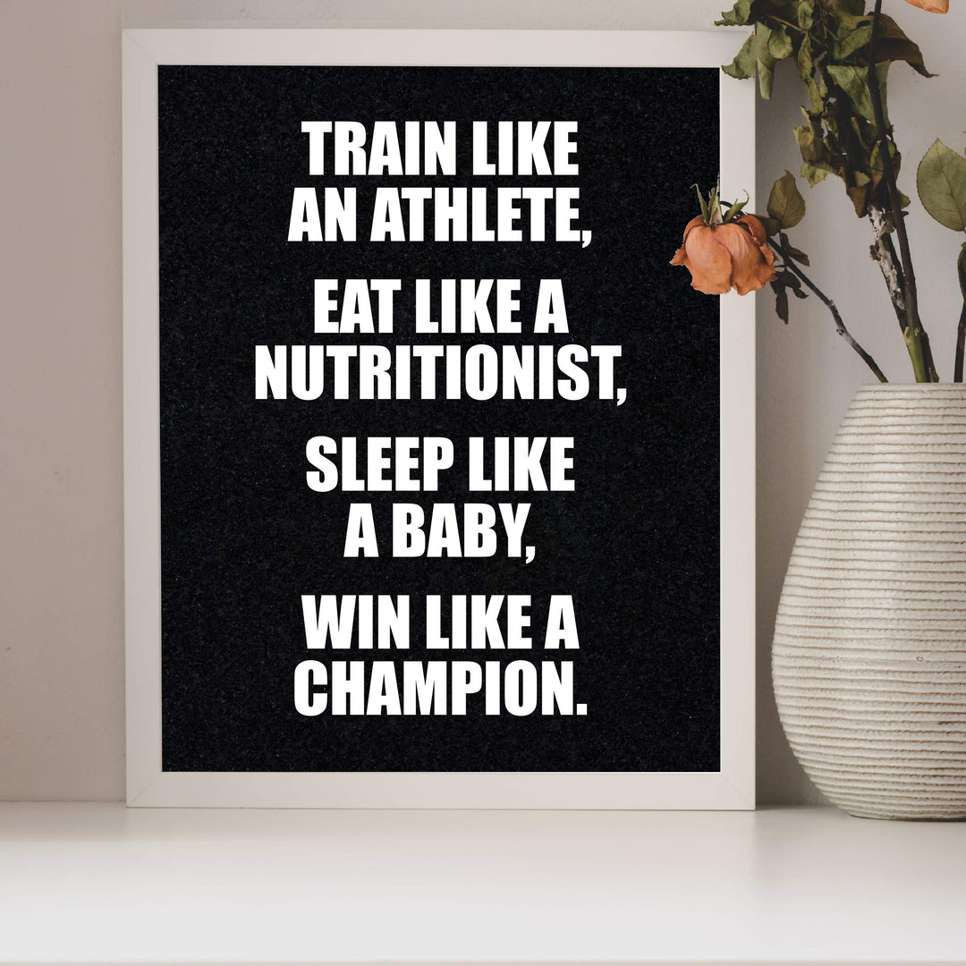 ?Win Like A Champion?-Motivational Gym Quotes -8 x 10" Exercise and Fitness Wall Art Print-Ready to Frame. Modern Typographic Design. Home-Office-Locker Room Decor. Perfect Sign for Motivation!