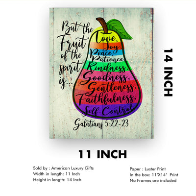 But the Fruit of the Spirit Is Love-Joy-Peace-Bible Verse Wall Art -11 x 14" Scripture Wall Print-Ready to Frame. Inspirational Home-Office-Church Decor. Perfect Religious Gift! Galatians 5:22-23.