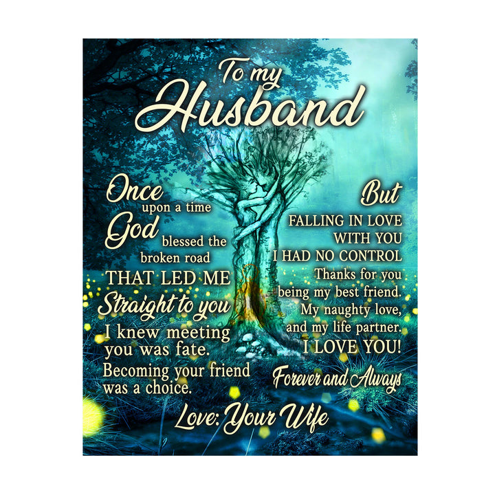 To My Husband- Love, Your Wife Inspirational Marriage Wall Art Decor -11 x 14" Tree of Life Couple Print -Ready to Frame. Loving Keepsake for Spouses, Newlyweds. Perfect Wedding-Anniversary Gift!