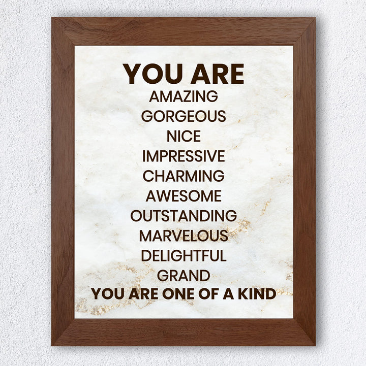 You Are One of a Kind- Inspirational Wall Art Print- 8 x 10" Ready to Frame. Motivational Wall Art-Home Decor- Office Decor. Perfect For Building Confidence in Children, Friends &amp; Graduates!