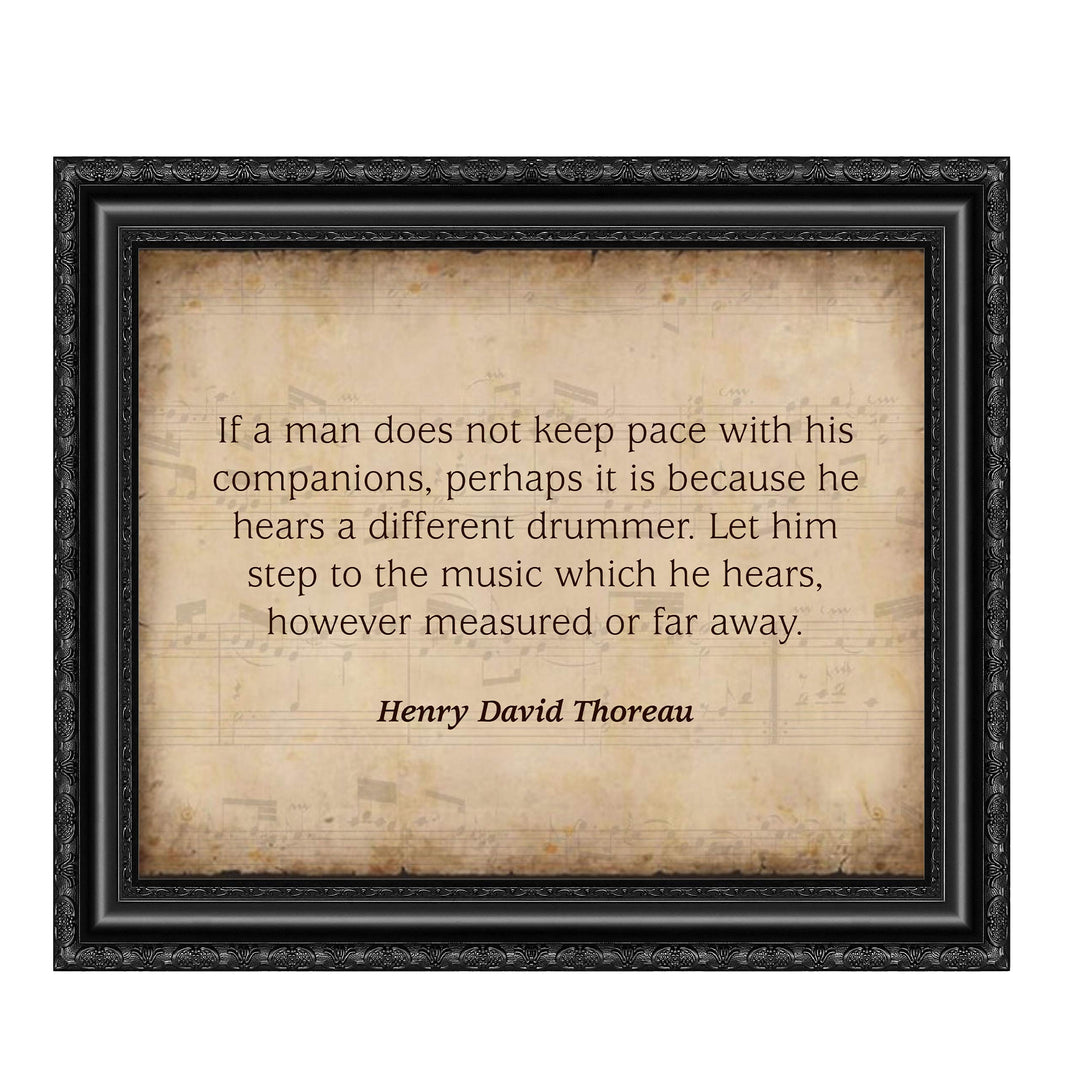 Henry David Thoreau Quotes-"Let Him Step to the Music He Hears" Inspirational Poem Art-10 x 8" Distressed Wall Print-Ready to Frame. Home-Office-School-Library Decor. Encourages Individuality!
