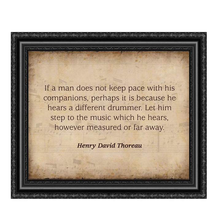 Henry David Thoreau Quotes-"Let Him Step to the Music He Hears" Inspirational Poem Art-10 x 8" Distressed Wall Print-Ready to Frame. Home-Office-School-Library Decor. Encourages Individuality!