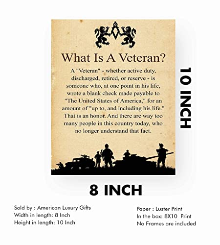 "What Is A Veteran"-Patriotic Wall Art Sign -8 x 10"