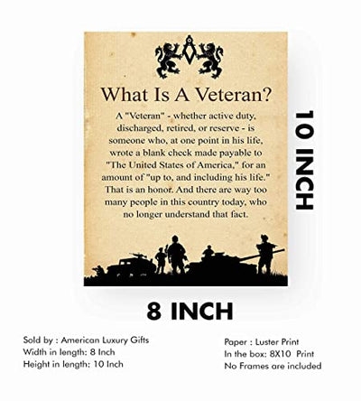 "What Is A Veteran"-Patriotic Wall Art Sign -8 x 10"