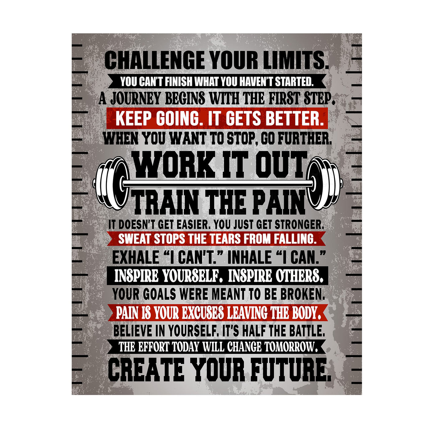 Challenge Your Limits-Work It Out Motivational Quotes Exercise Wall Sign -11 x 14" Inspirational Fitness Poster Print-Ready to Frame. Positive Home-Gym-Weight Room Decor. Great Gift of Motivation!