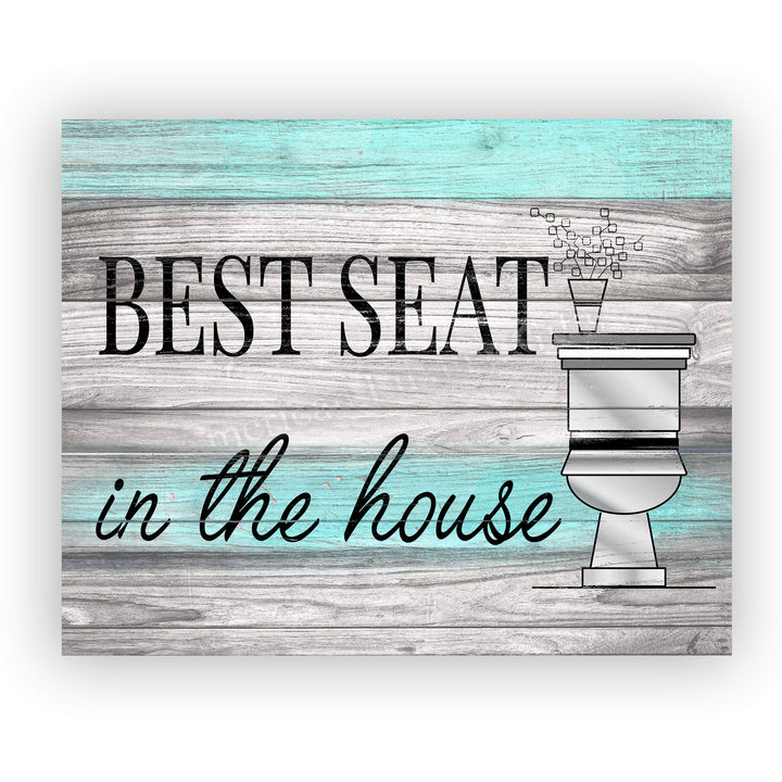 Best Seat in the House Funny Bathroom Wall Art-10 x 8" Rustic Typographic Print-Ready to Frame. Humorous Home-Guest Bathroom-Farmhouse-Beach Decor. Perfect for the Restroom! Printed on Photo Paper.