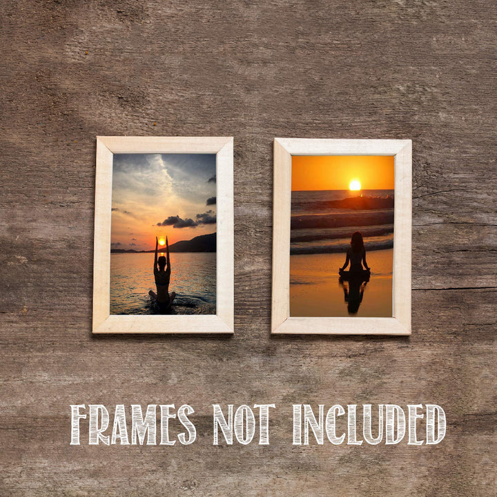 Yoga-Beach Zen at Sunset - 2 Image Set- 8 x 10"s Print Wall Art Ready to Frame. Home D?cor, Office D?cor &amp; Wall Print. Make a Perfect Inspiration Gift for Yoga &amp; Beach Lovers