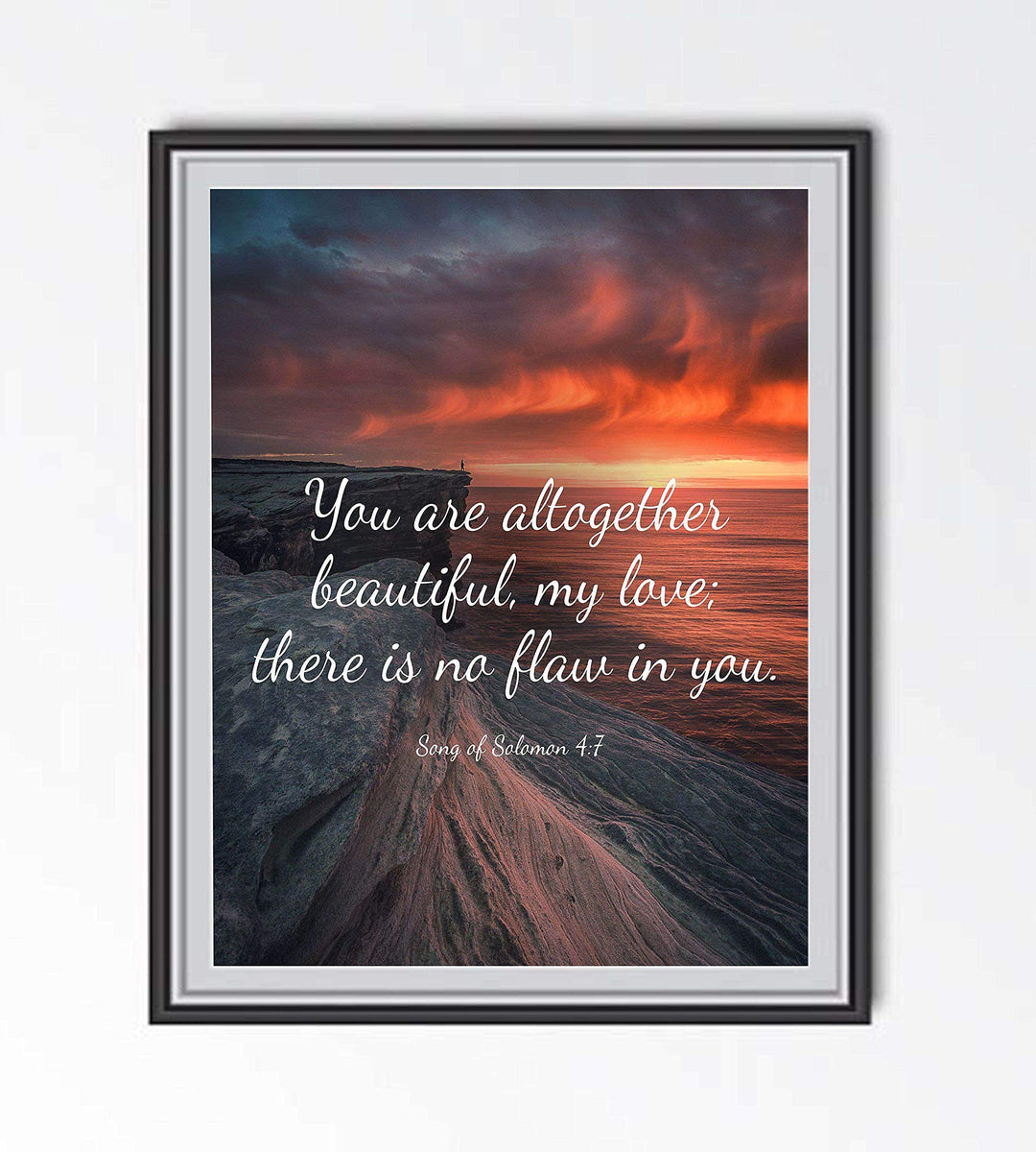 You Are Altogether Beautiful- Song of Solomon 4:7- Bible Verse Wall Print-8x10"- Sunset Scripture Wall Art-Ready to Frame. Home-Office-Bedroom Decor. Great Christian Gift for Ladies-Young &amp; Old.