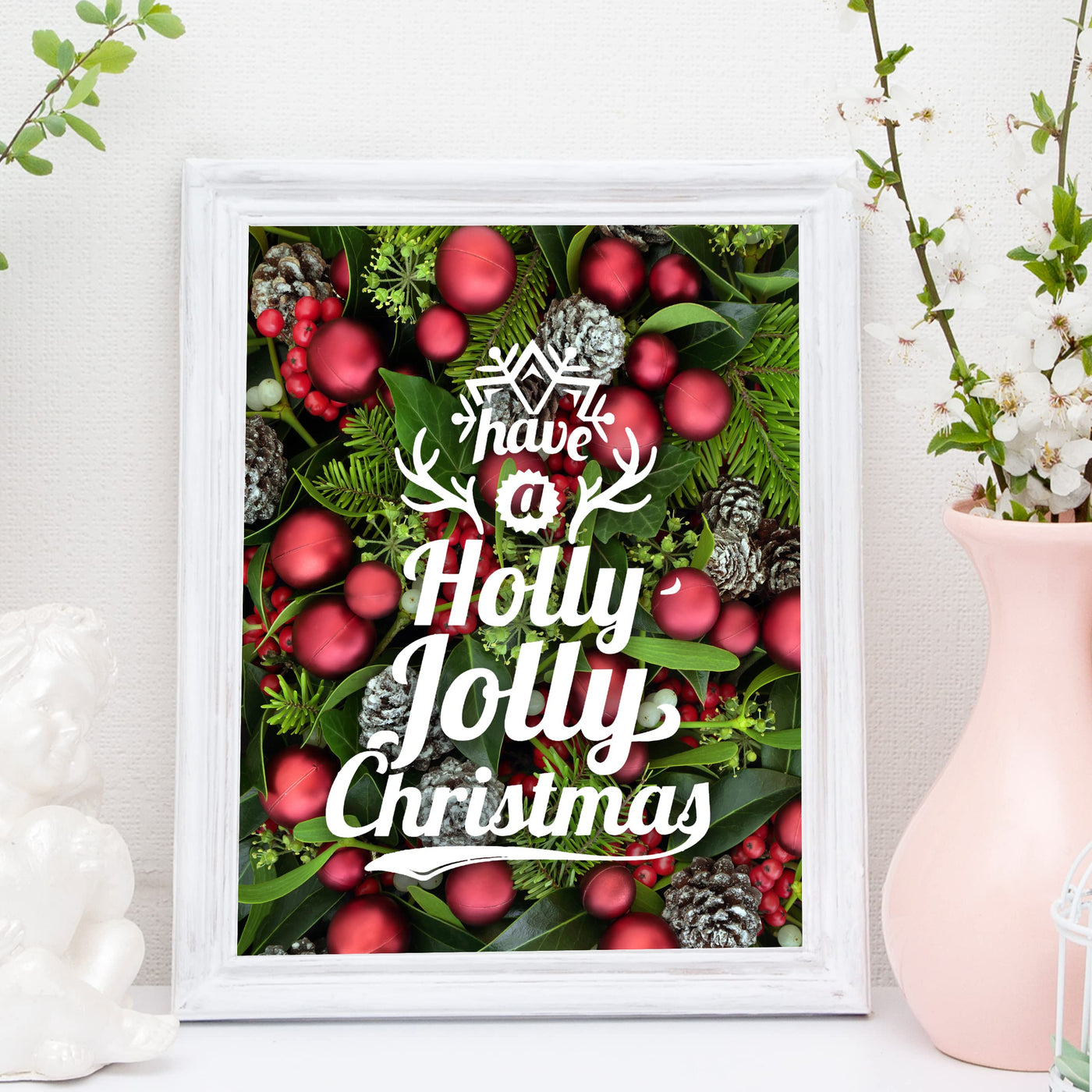 Have A Holly Jolly Christmas Holiday Song Art Decor -11 x 14" Rustic Christmas Wall Art Print -Ready to Frame. Typographic Home-Welcome-Kitchen-Farmhouse Decor. Festive, Merry Decoration for All!