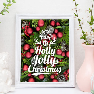Have A Holly Jolly Christmas Holiday Song Art Decor -11 x 14" Rustic Christmas Wall Art Print -Ready to Frame. Typographic Home-Welcome-Kitchen-Farmhouse Decor. Festive, Merry Decoration for All!