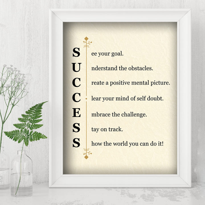 "Success -See Your Goal"-Motivational Quotes Wall Art Sign -11 x 14" Modern Typographic Picture Print -Ready to Frame. Inspirational Home-Office-Classroom-Work Decor. Great Gift of Motivation!