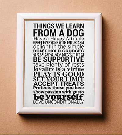 "Things We Learn From a Dog"- Happy Life- Wall Art Sign- 8 x 10"