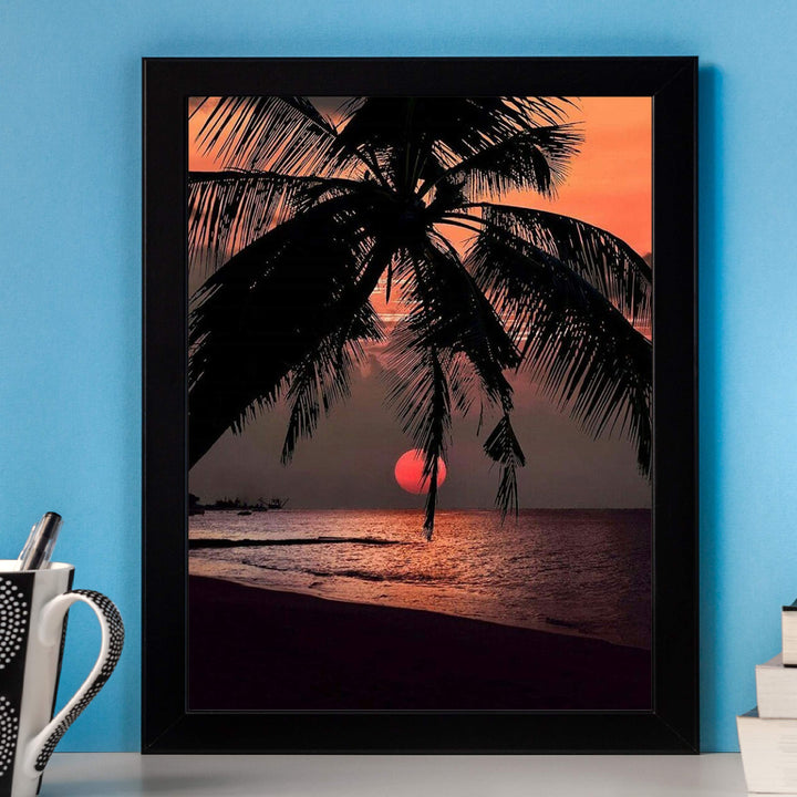 Orange Sunset Palm Trees- 8 x 10&