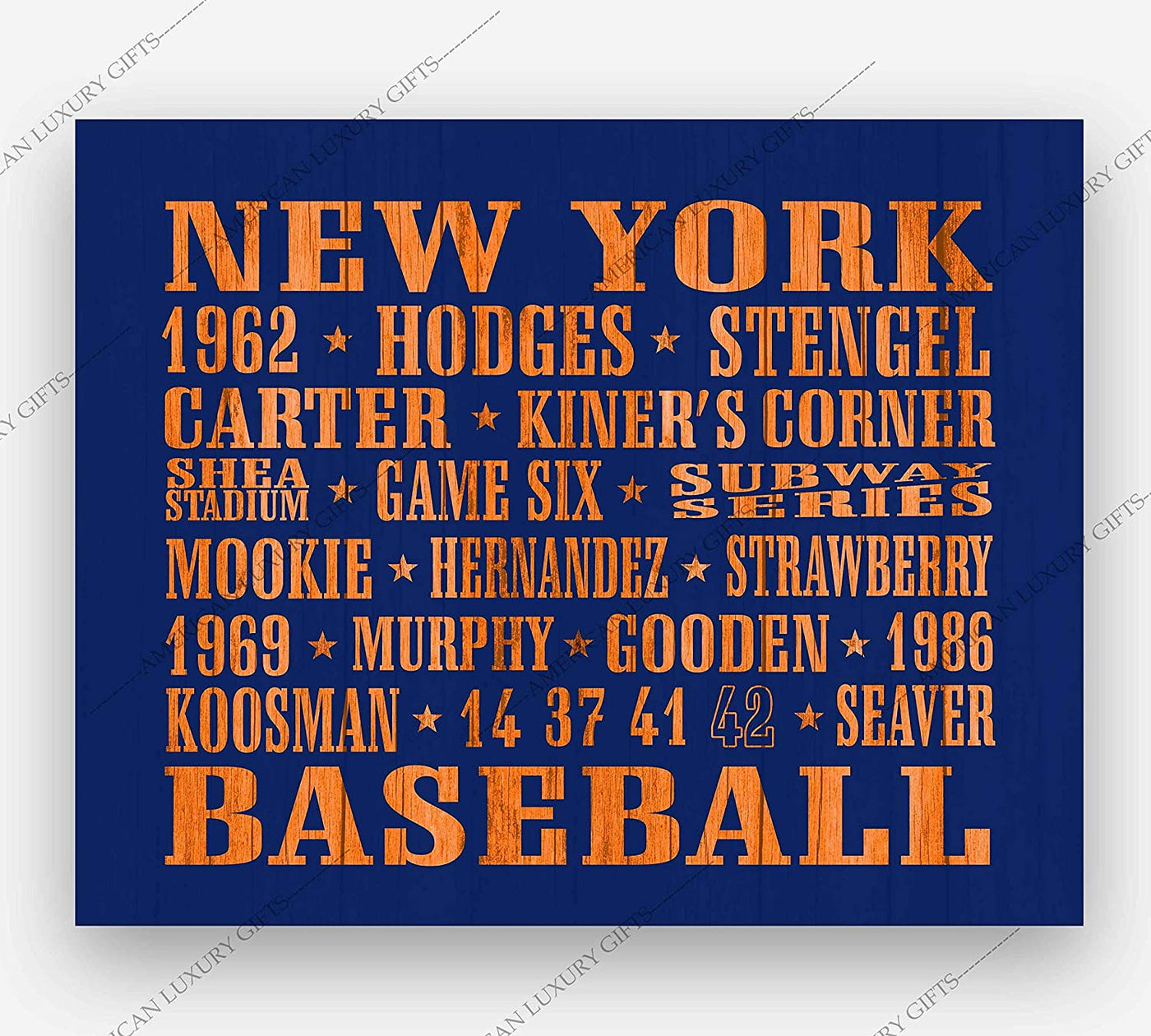 "Baseball-New York Mets"-Retro Sports Wall Art Decor- 10 x 8"