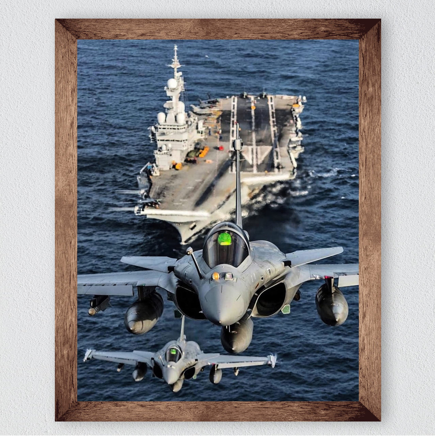 Dassault Rafale Taking Off From Aircraft Carrier -French Fighter Jet Print -8x10" Military Plane Wall Decor -Ready to Frame. Home-Office-School Decor. Perfect Sign for Game Room-Garage-Cave Decor!
