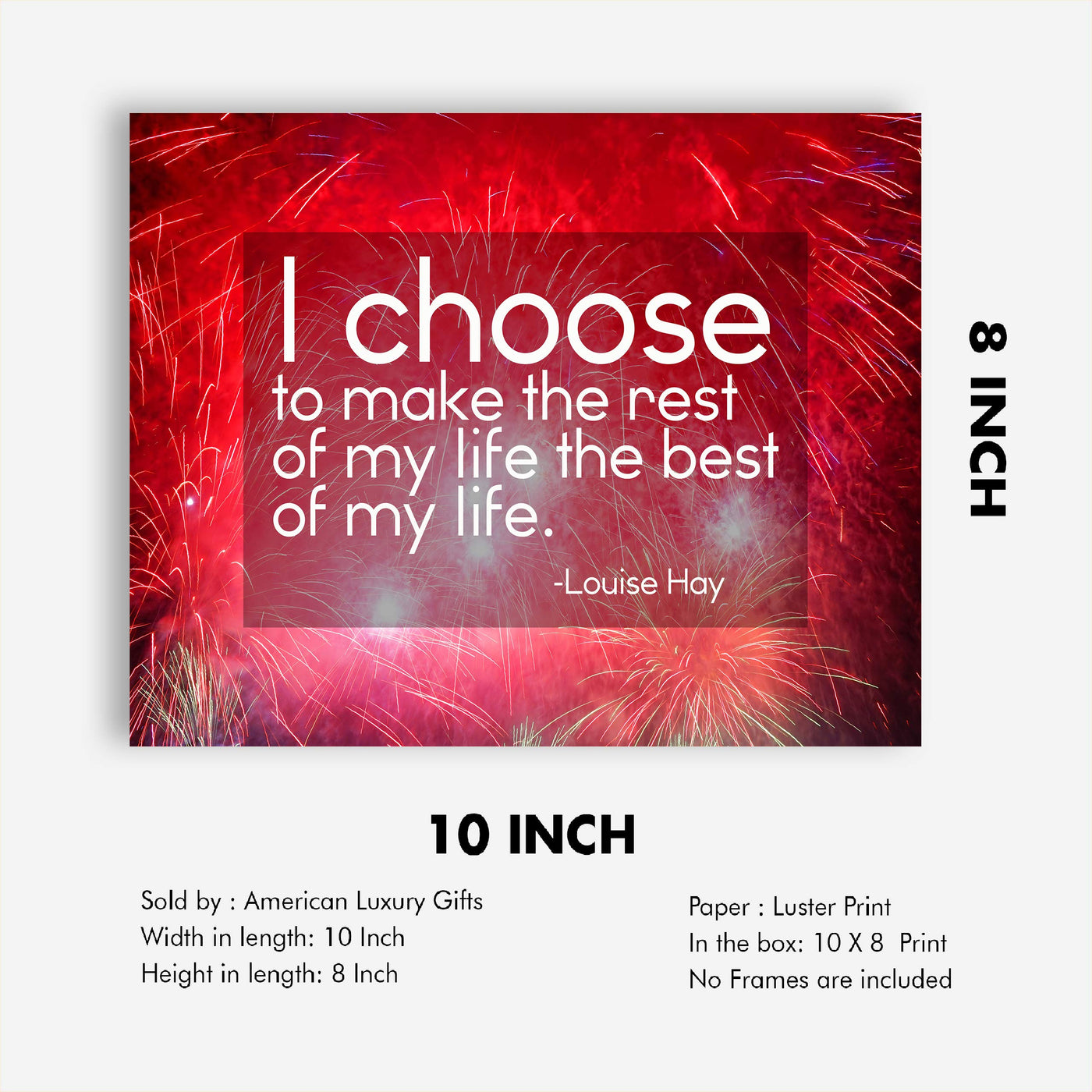 Choose to Make the Rest of My Life the Best of My Life-Louise Hay Quotes Wall Sign -10 x 8" Inspirational Art Print-Ready to Frame. Positive Home-Office-Studio-Dorm Decor. Great Motivational Gift!