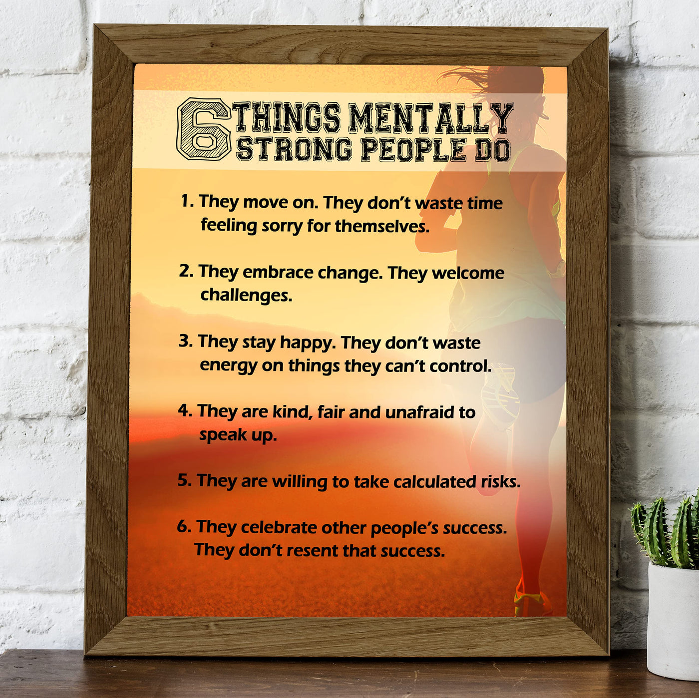 6 Things Mentally Strong People Do-8 x 10" Motivational Wall Decor Art. Typographic Sunset Photo Print -Ready to Frame. Inspirational Home-Office-Classroom-Gym Decor. Great Gift for Motivation!