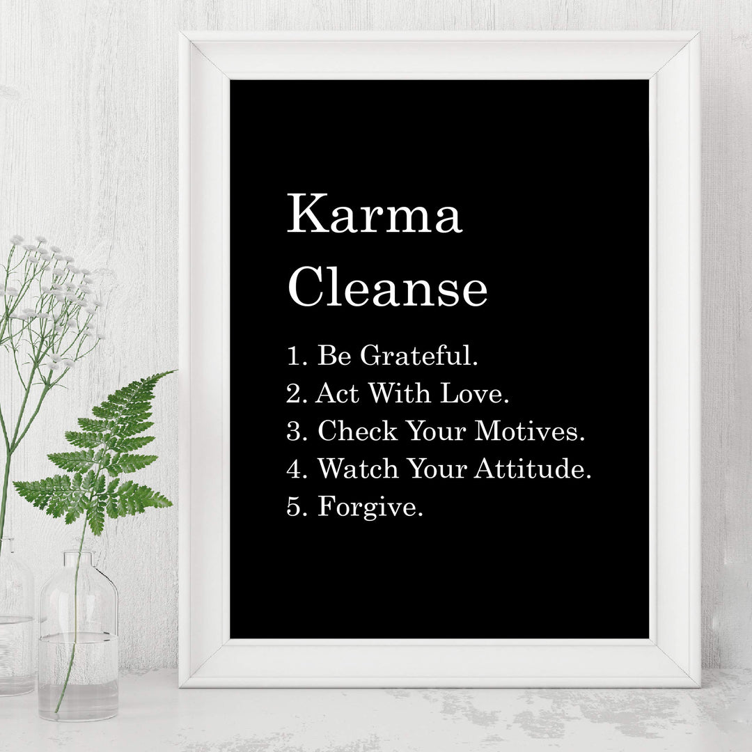 Karma Cleanse-Check Your Motives Spiritual Quotes Wall Art- 8 x 10" Modern Typographic Wall Print-Ready to Frame. Inspirational Life Quotes for Home-Studio-Office Decor. Makes a Perfect Zen Gift!