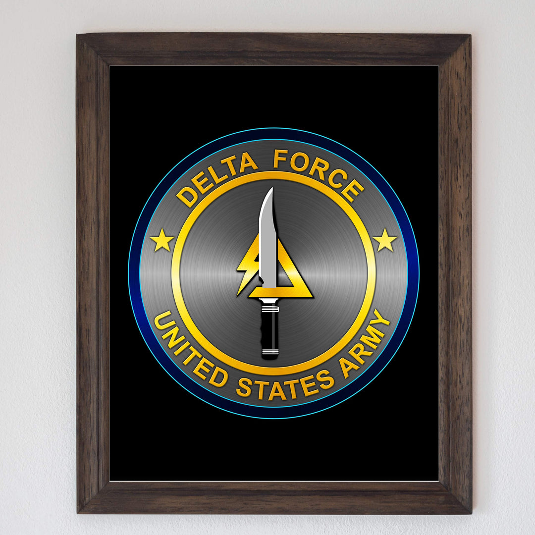 United States Army Delta Force Logo Poster Print- 8 x 10"- Wall Art Print- Ready to Frame. Patriotic Home-Office-Military Decor. Perfect Gift for Those Who Served. Display Your Pride- Go Army!