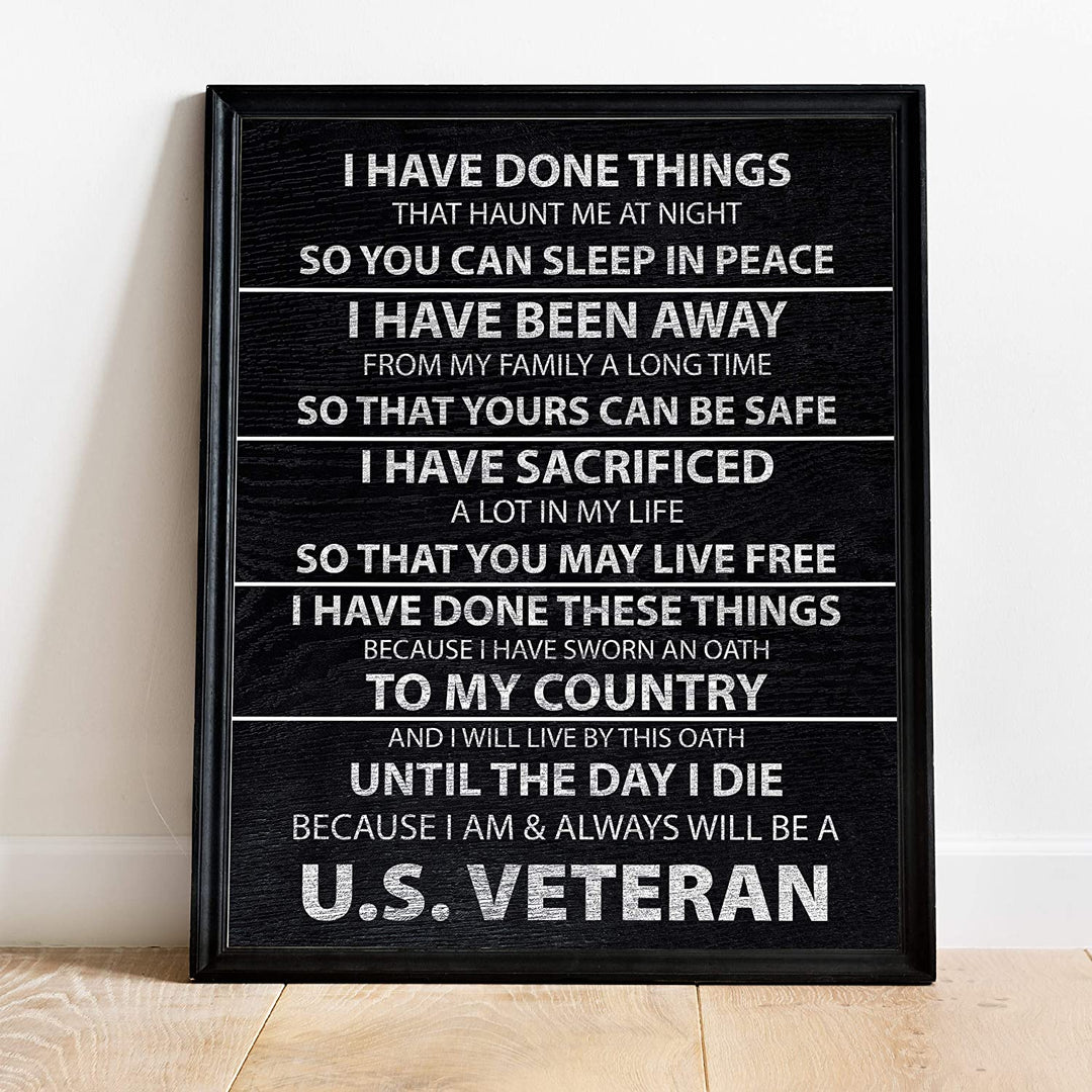 "I Am &amp; Always Will Be A US Veteran" Patriotic Military Wall Art -11 x 14"