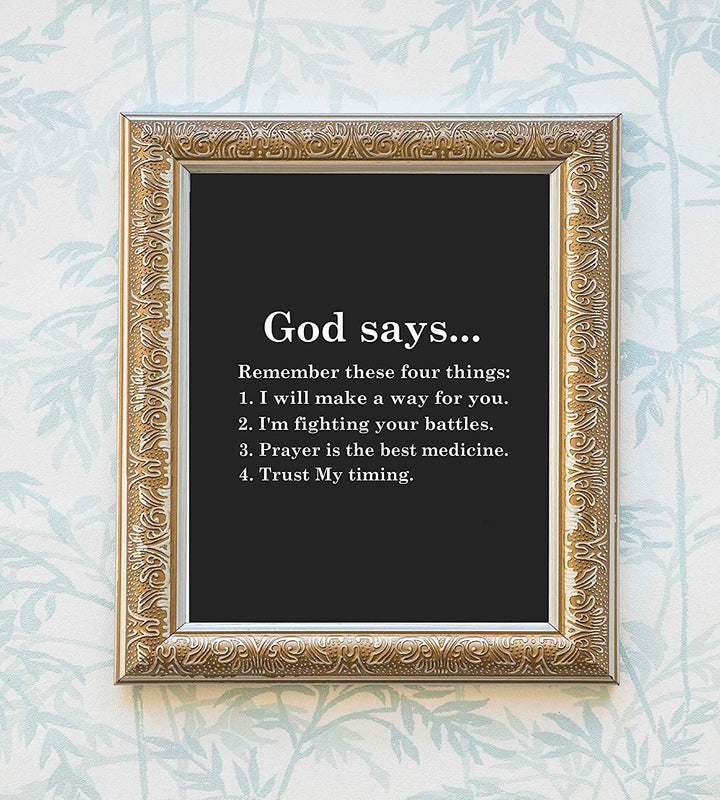 “God Says-Remember These Four Things" Inspirational Wall Print-8 x 10"