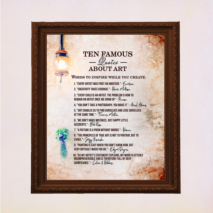 Ten Famous Quotes About Art-Inspirational Artist Quote Wall Art -11 x 14" Distressed Parchment Poster Print-Ready to Frame. Home-Office-Classroom-Studio Decor. Great Gift of Creative Inspiration!
