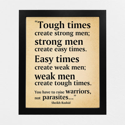 Tough Times Create Strong Men Motivational Quotes Wall Art-8 x 10" Typographic Distressed Parchment Print-Ready to Frame. Home-Office-School-Gym Decor. Great for Motivation! Printed on Photo Paper.