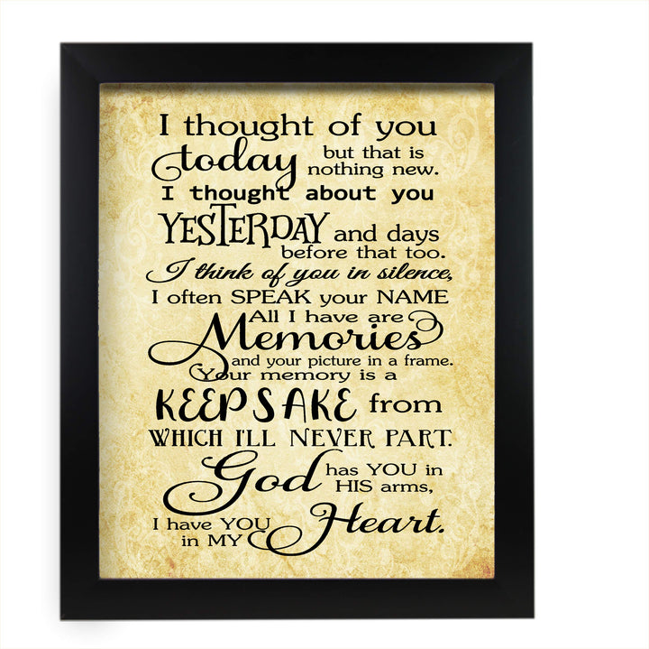 Thought of You Today-Yesterday-Have You In My Heart-Spiritual Wall Art Print-11 x 14"-Ready to Frame. Replica Distressed Parchment Print for Home-Office-Studio Decor. Great Memorial Keepsake!