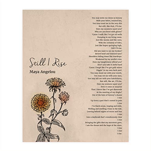 Maya Angelou-"Still I Rise"-Inspirational Poem Wall Art-11 x 14"