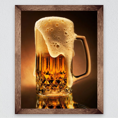 Ice Cold Beer In Stein Fun Bar Sign Decor -8 x 10"-Retro Beer Drinking Picture Print-Ready to Frame. Perfect Decoration for Home-Man Cave-Pub-Dorm-Restaurants. Great Gift for All Alcohol Drinkers!