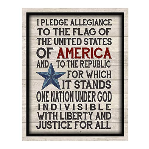 "I Pledge Allegiance to the Flag" -American Patriotic Wall Decor -11 x 14"