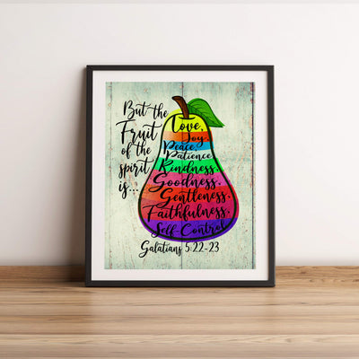 But the Fruit of the Spirit Is Love-Joy-Peace-Bible Verse Wall Art -11 x 14" Scripture Wall Print-Ready to Frame. Inspirational Home-Office-Church Decor. Perfect Religious Gift! Galatians 5:22-23.