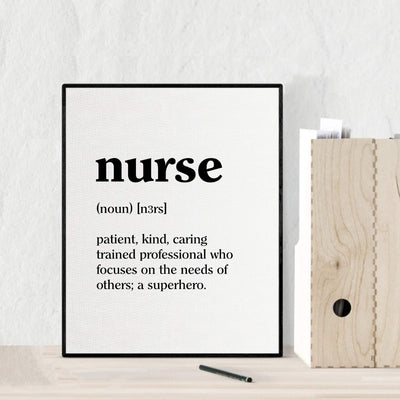 Nurse-Patient, Kind, Caring-A Superhero- Inspirational Wall Sign -8 x 10" Modern Art Print-Ready to Frame. Motivational Home-Office-Nursing School Decor. Great Gift of Gratitude and Appreciation!