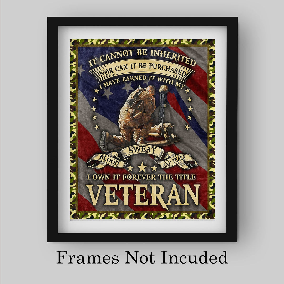 I Own It Forever-The Title Veteran American Military Wall Art -8 x 10" Patriotic USA Flag Print -Ready to Frame. Home-Office-Garage-Bar-Shop Decor. Great Gift of Gratitude for Military-Veterans!