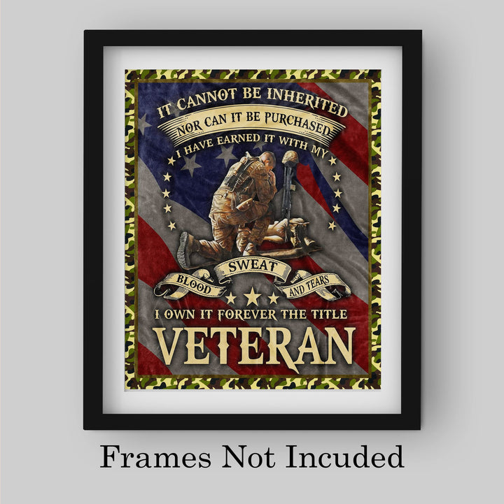 I Own It Forever-The Title Veteran American Military Wall Art -8 x 10" Patriotic USA Flag Print -Ready to Frame. Home-Office-Garage-Bar-Shop Decor. Great Gift of Gratitude for Military-Veterans!