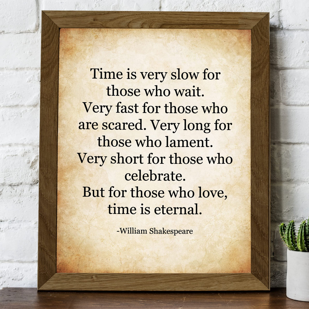 William Shakespeare-"For Those Who Love, Time Is Eternal" Famous Quotes -8 x 10" Inspirational Literary Wall Art. Vintage Poetry Print -Ready to Frame. Perfect Home-Office-Studio-Library Decor!