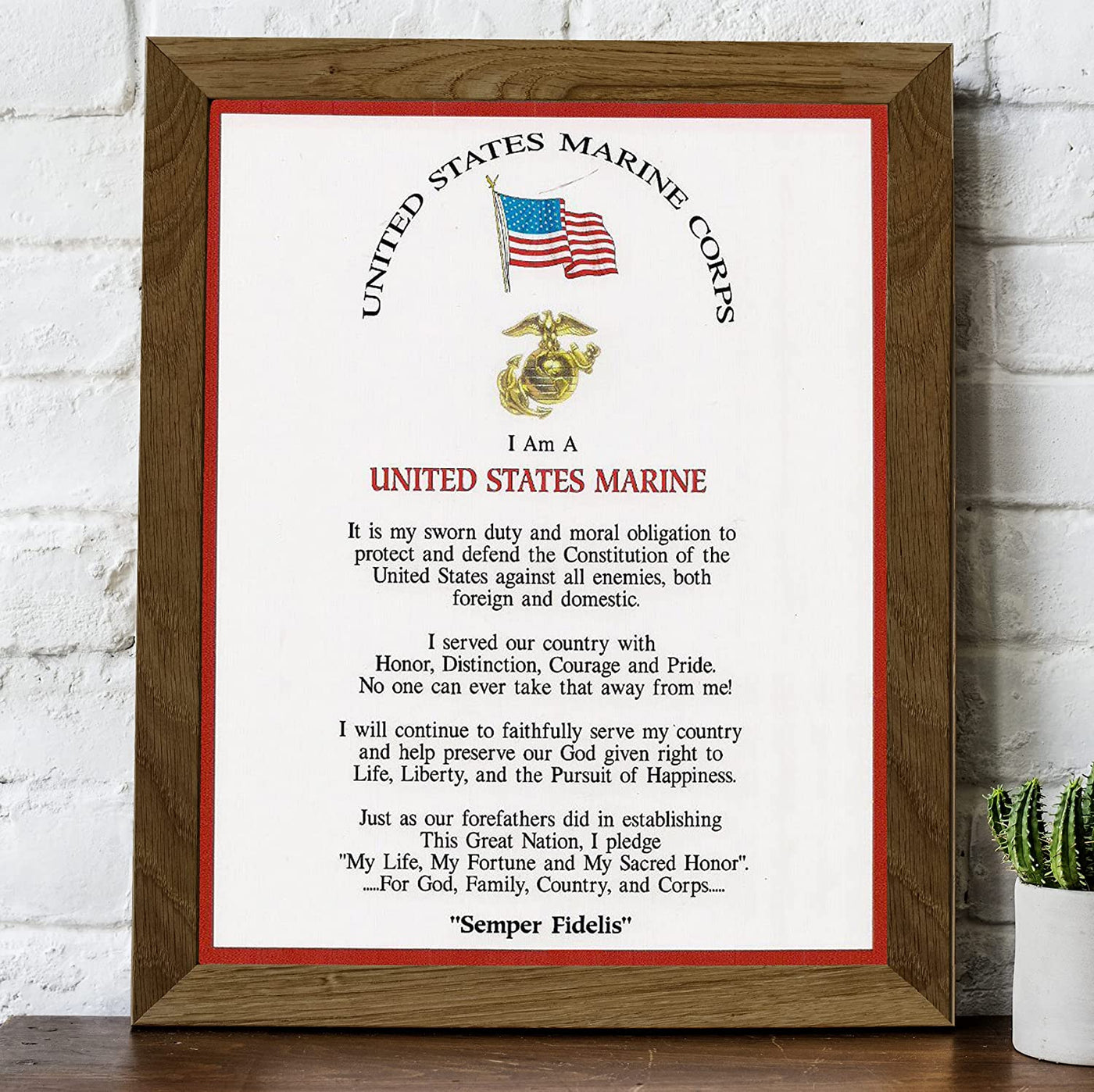 "I Am A United States Marine" Marine Corps Oath-Wall Art- 8 x 10"