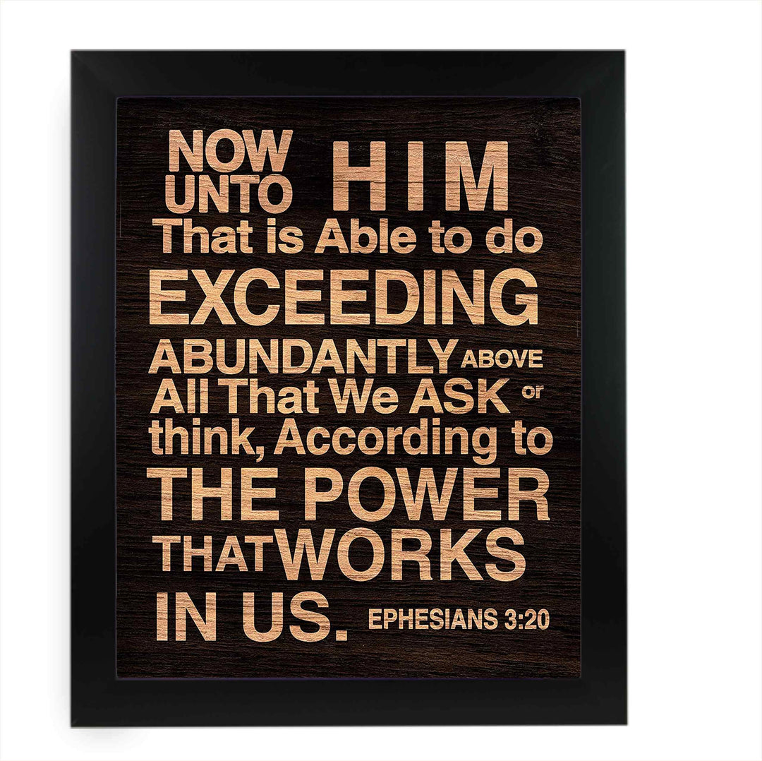 Now Unto Him That Is Able Ephesians 3:20-Bible Verse Wall Art-11 x 14" Typographic Scripture Print-Ready to Frame. Modern Home-Office-Church Decor. Great Christian Gift! Printed on Paper, Not Wood.