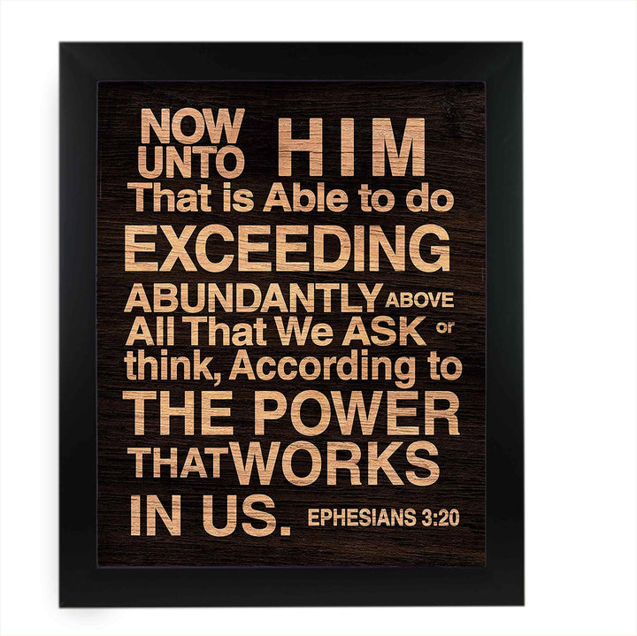 Now Unto Him That Is Able Ephesians 3:20-Bible Verse Wall Art-11 x 14" Typographic Scripture Print-Ready to Frame. Modern Home-Office-Church Decor. Great Christian Gift! Printed on Paper, Not Wood.