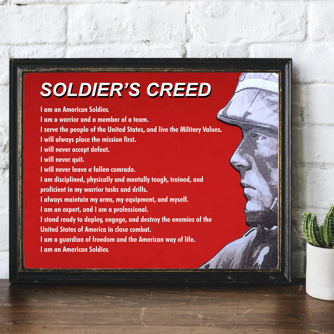 Soldier's Creed Patriotic Wall Decor-14x11" American Soldier USA Print-Ready to Frame. Patriotic Home-Office-Cave-Military Decor. Perfect Sign for Patriotism! Great Gift for Active Duty & Veterans!