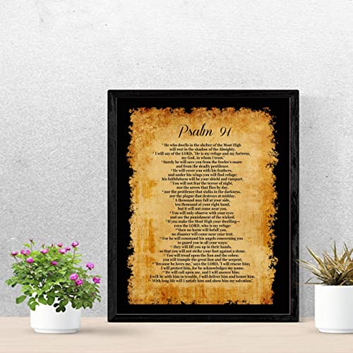 Psalm 91-"He Will Call Upon Me and I Will Answer Him" Bible Verse Wall Print-11 x 14"