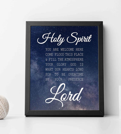 Holy Spirit-Overcome By Your Presence Lord-Bible Verse Wall Art -8 x 10" Starry Night Scripture Print-Ready to Frame. Inspirational Home-Office-Entryway Decor. Great Christian Gift of Faith!