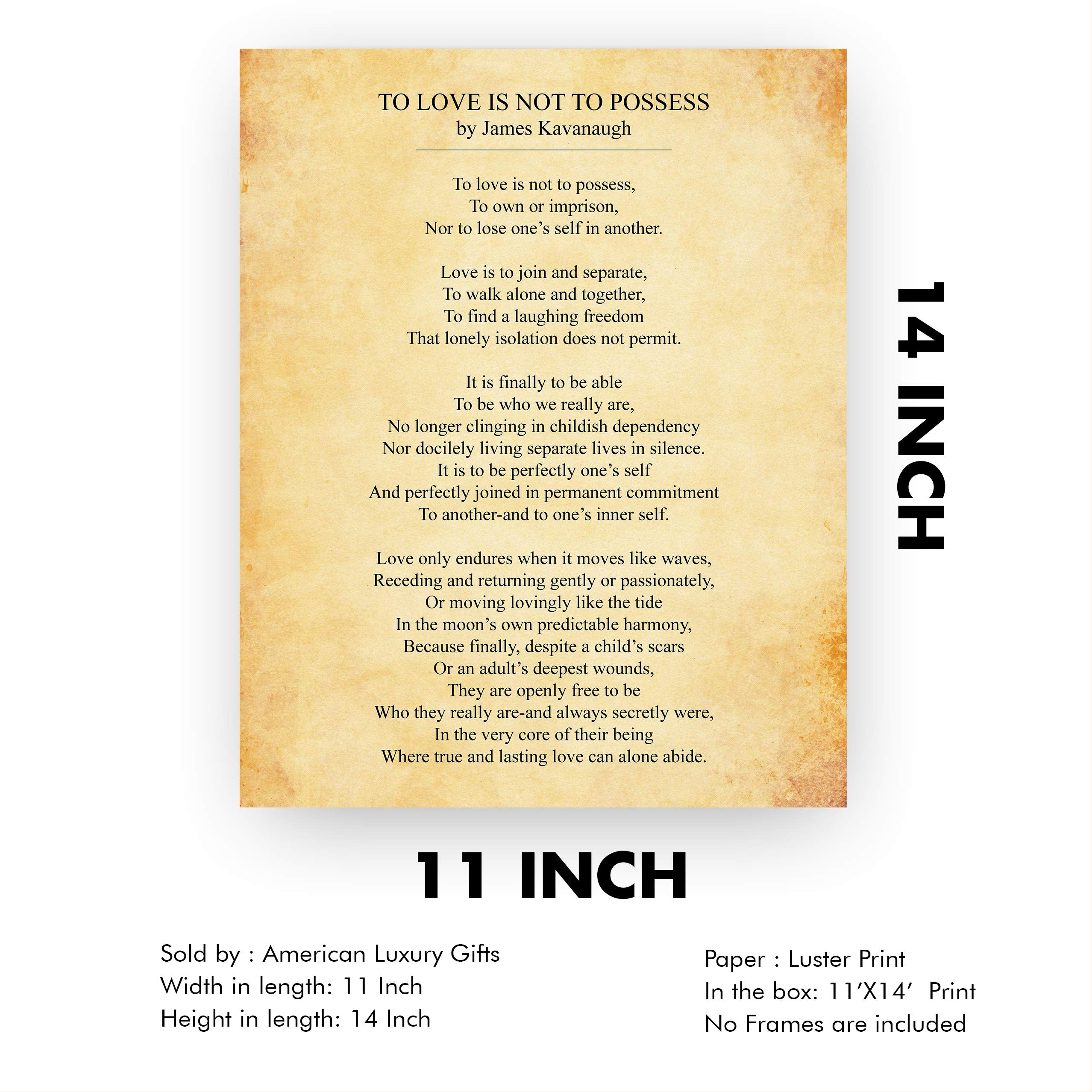 To Love Is Not To Possess-Poetic Wall Art Decor -11 x 14