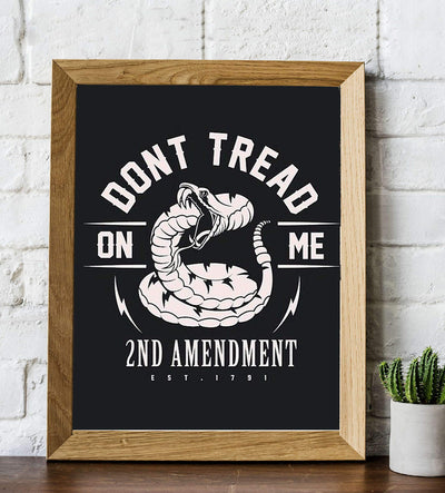Don't Tread On Me-2nd Amendment est. 1791-8 x 10" Patriotic Wall Decor-Ready To Frame. Pro-Constitutional Poster Print. Modern Typographic Decor for Home-Office-Garage-Military-Gun Shop. Great Gift!