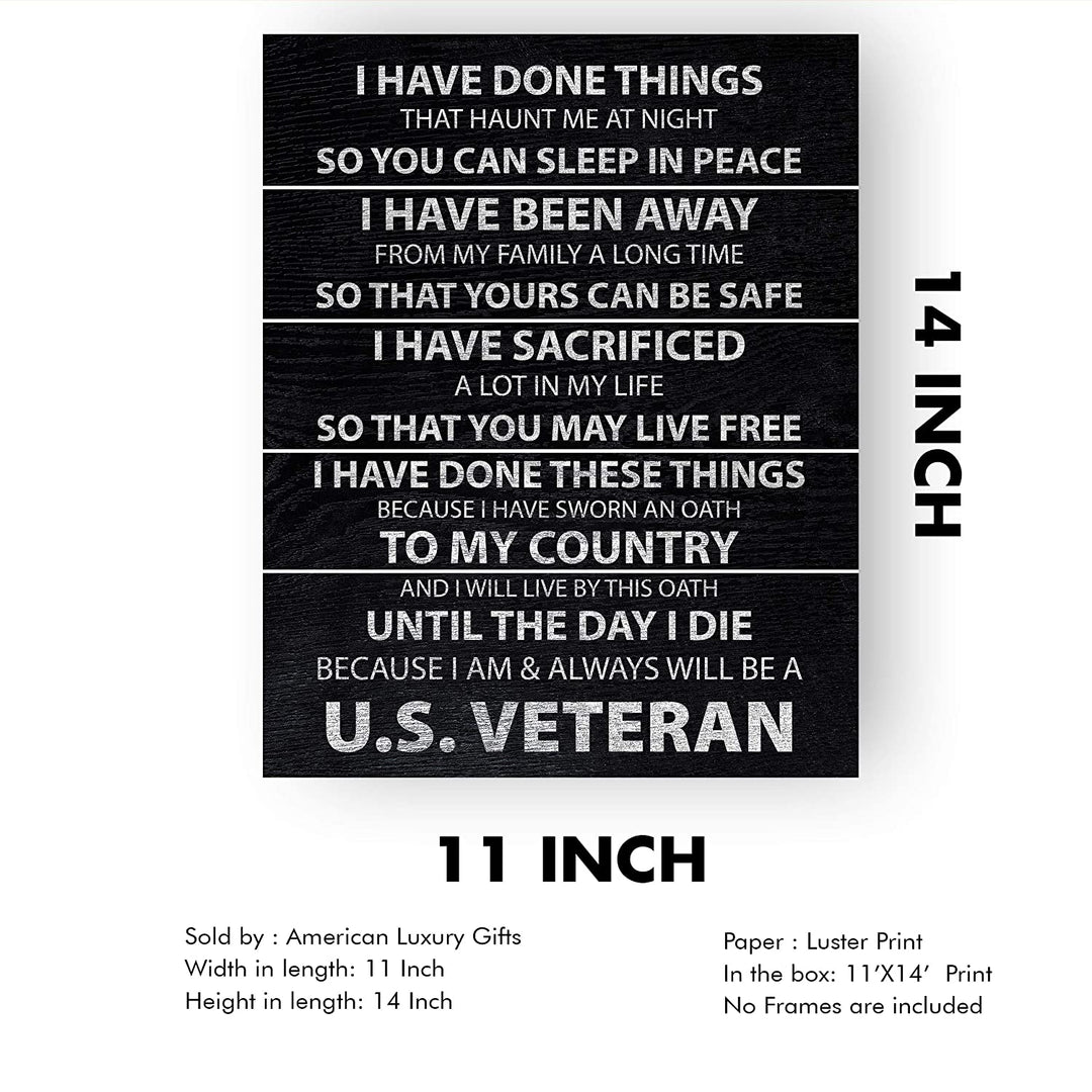 "I Am &amp; Always Will Be A US Veteran" Patriotic Military Wall Art -11 x 14"