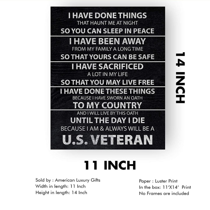 "I Am &amp; Always Will Be A US Veteran" Patriotic Military Wall Art -11 x 14"