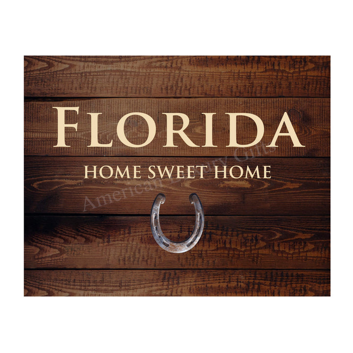 Florida-Home Sweet Home Sunshine State Wall Decor -10 x 8" Country Rustic Art Print-Ready to Frame. Western Decor for Home-Office-Welcome-Farmhouse. Perfect Southern Gift! Printed on Photo Paper.