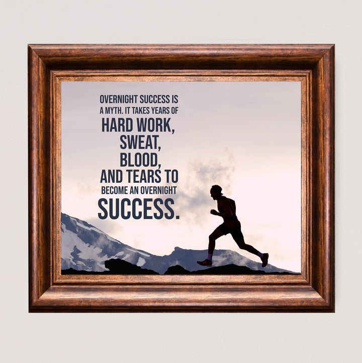 Overnight Success Is a Myth Motivational Exercise &amp; Fitness Print Wall Art -10 x 8" Inspirational Sports Print -Ready to Frame. Perfect Home-School-Office-Gym-Locker Room Decor. Great Gift!