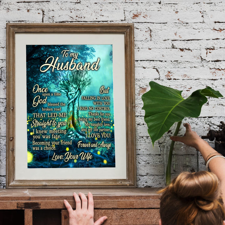 To My Husband- Love, Your Wife Inspirational Marriage Wall Art Decor -11 x 14" Tree of Life Couple Print -Ready to Frame. Loving Keepsake for Spouses, Newlyweds. Perfect Wedding-Anniversary Gift!